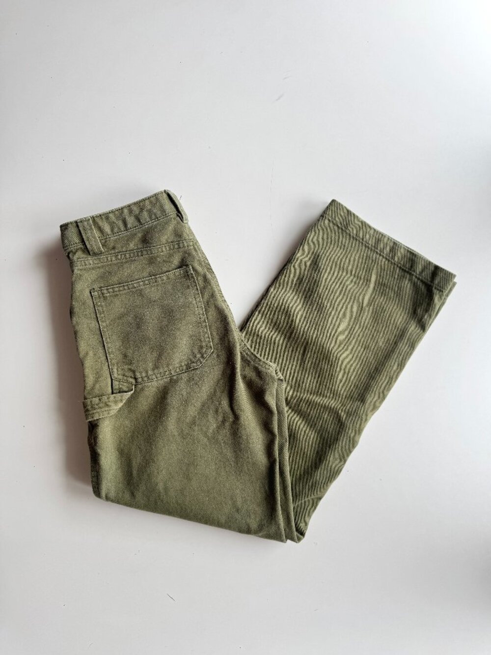 Aritzia TNA Greenwich Green 100% Cotton Twill Mid Rise Carpenter Pants, Size 2